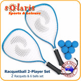 Australian Racquetball 2 Players Beginners Set with 2x Racquets and 6 Slow Speed Blue Balls