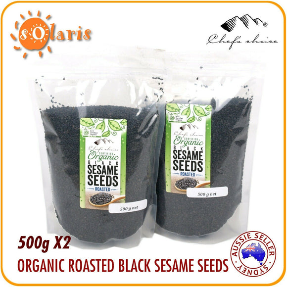 1 KG Chef's Choice Certified Organic Roasted BLACK Sesame Seeds (2x500g Bags)