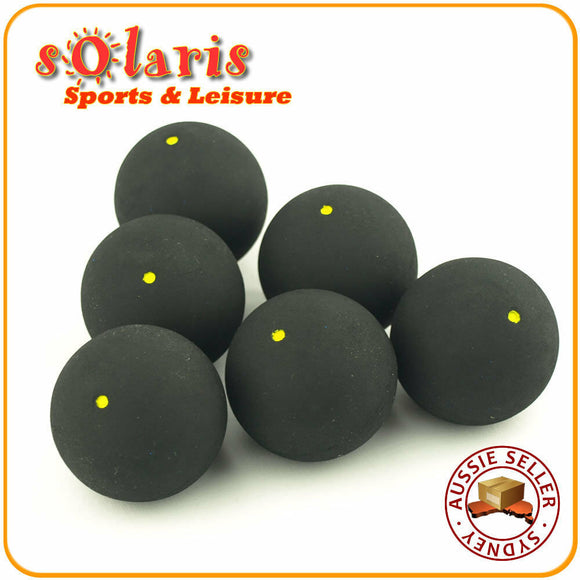 6 x Single Yellow Dot Squash Balls Generic Non-Branded High Quality Rubber