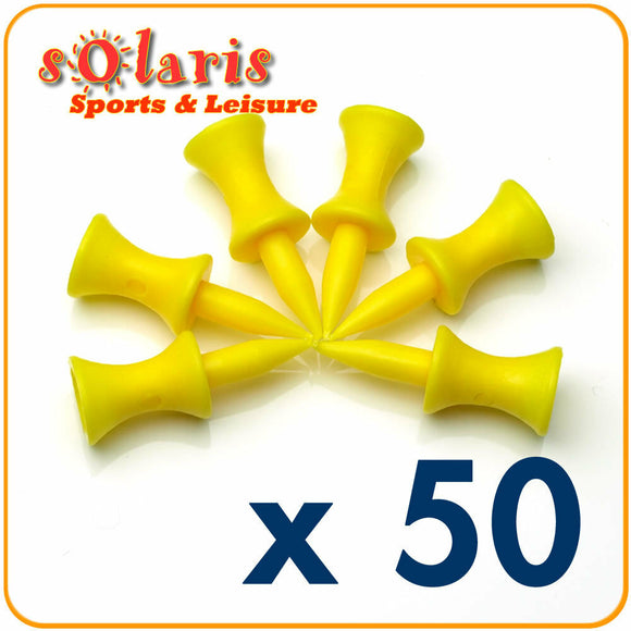 50 x Plastic Golf Step Tees 34 mm (1 3/8 inches) Yellow Castle Tees