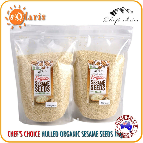2x 500g Chef's Choice Certified Organic Hulled Roasted White Sesame Seeds