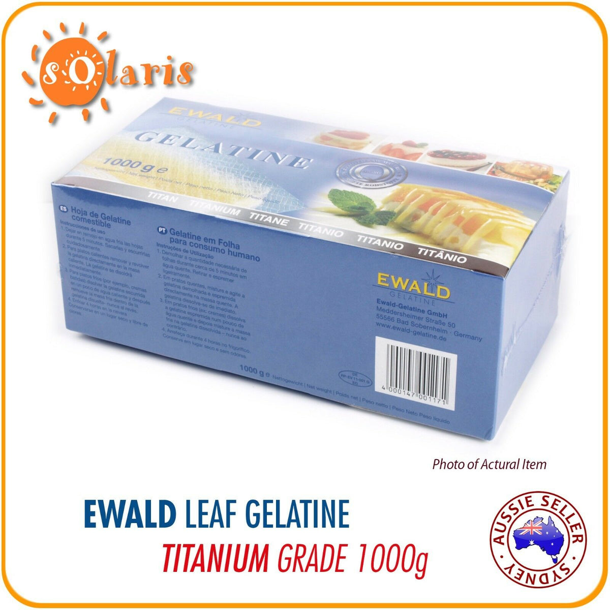 1000g EWALD Leaf Gelatine Titanium Grade 150 Bloom 200 Sheets Made in