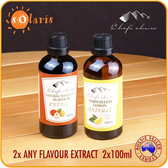 2x100ml Chef's Choice Pure Food Flavour Extracts All Natural Ingredients Essence