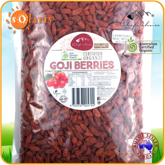 Buy Chef's Choice Certified Organic Goji Berries Sun Dried Superfood in Kilogram Bulk