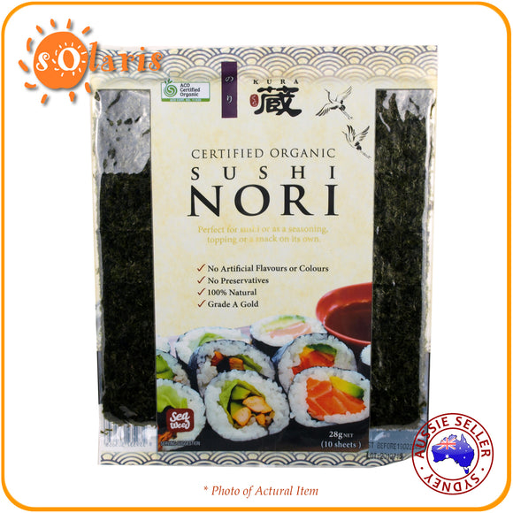 Japanese Sushi Seaweed Kura Certified Organic Sushi Nori 28g (10 sheets)