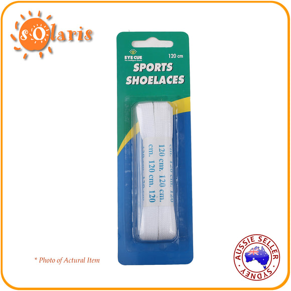 Sports Shoelaces WHITE Polyester Flat Type Laces 120 cm Length