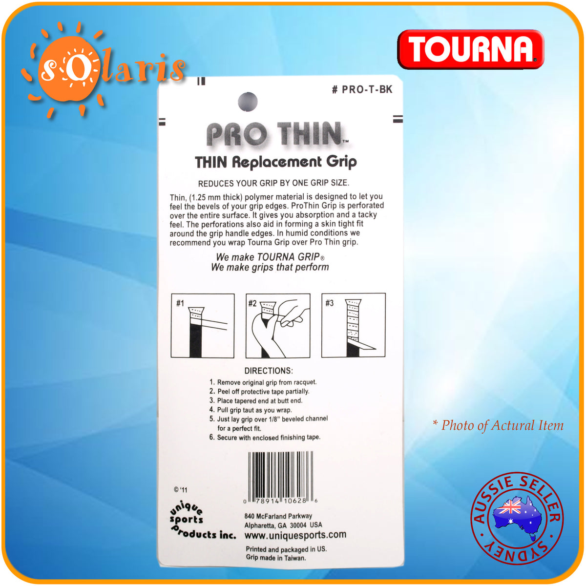 TOURNA PRO Thin Thinnest Tennis Racquet Replacement Grips Solaris
