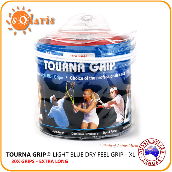 30x TOURNA Grips XL in Travel Pouch Extra Large Size Dry-Feel Tennis Racquet Overgrips
