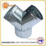 Galvanized Steel All Metal 3 Way Duct Connector Y-Piece Junction Air Splitter