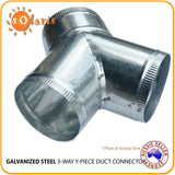 Galvanized Steel All Metal 3 Way Duct Connector Y-Piece Junction Air Splitter