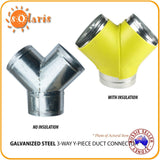 Galvanized Steel All Metal 3 Way Duct Connector Y-Piece Junction Air Splitter