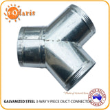 Galvanized Steel All Metal 3 Way Duct Connector Y-Piece Junction Air Splitter