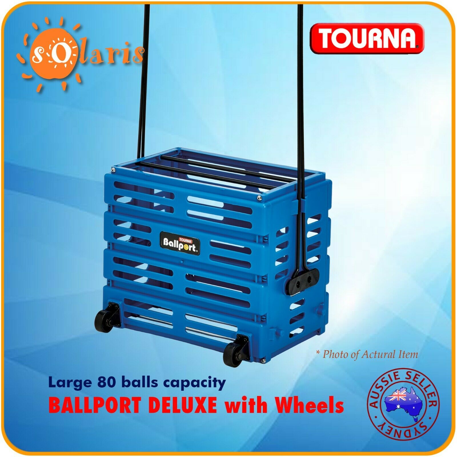 TOURNA BALLPORT Deluxe with Wheels Tennis Ball Pickup Basket BLUE –  Solaris Sports  Leisure