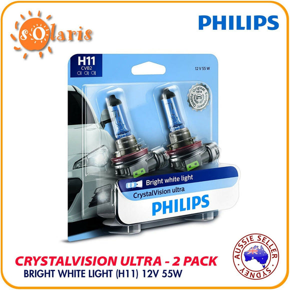 Philips CrystalVision Ultra H11 CVB2 Bright White Xenon Look Car Headlight Bulbs