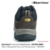 KARRIMOR Jura Low Weathertite Mens Waterproof Walking Hiking Camping Shoes-Brown