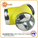 Galvanized Steel All Metal 3 Way Duct Connector Y-Piece Junction Air Splitter