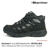 KARRIMOR Jura MID Weathertite Mens Waterproof Walking Hiking Camping Shoes-BLACK