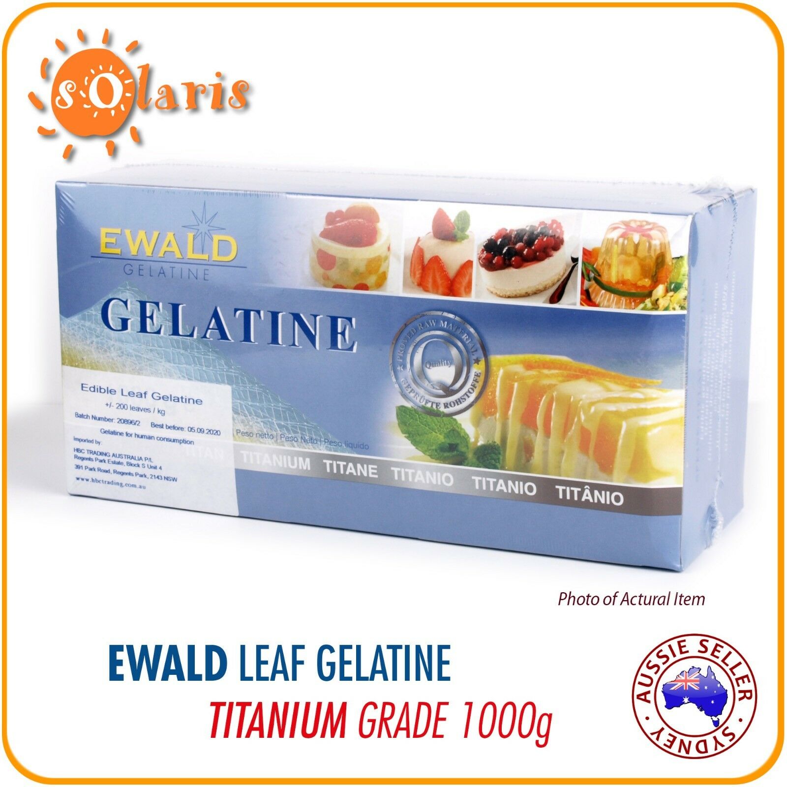 1000g EWALD Leaf Gelatine HALAL Silver Grade 170 Bloom 400 Sheets from  Germany