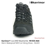 KARRIMOR Jura MID Weathertite Mens Waterproof Walking Hiking Camping Shoes-BLACK