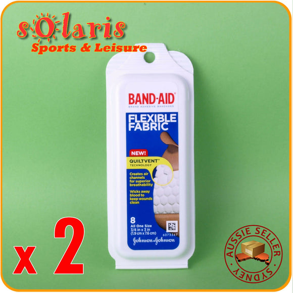 2xBAND-AID QUILTVENT Flexible Fabric Adhesive Bandages 8's Travel Packs One Size