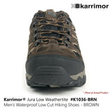 KARRIMOR Jura Low Weathertite Mens Waterproof Walking Hiking Camping Shoes-Brown