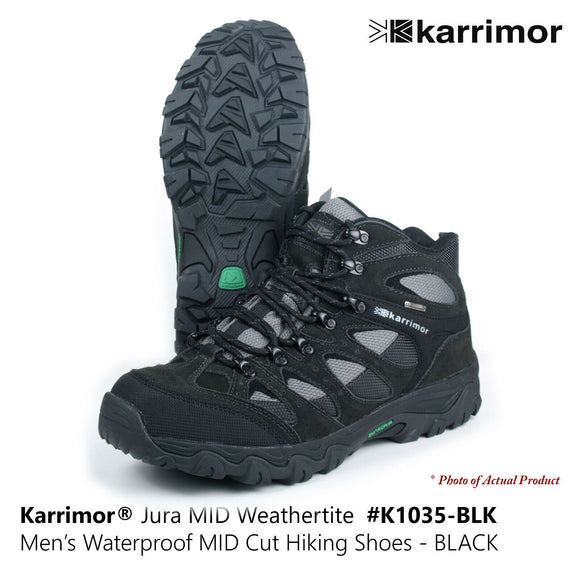 KARRIMOR Jura MID Weathertite Mens Waterproof Walking Hiking Camping Shoes-BLACK