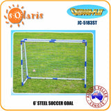 OUTDOOR PLAY 6ft Steel Portable Soccer Goal Kids Football Practice Net JC-5183ST