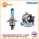 Philips CrystalVision Ultra 9003/H4 CVB2 Bright White Xenon Look Headlight Bulbs