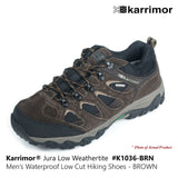 KARRIMOR Jura Low Weathertite Mens Waterproof Walking Hiking Camping Shoes-Brown