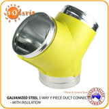 Galvanized Steel All Metal 3 Way Duct Connector Y-Piece Junction Air Splitter