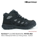 KARRIMOR Jura MID Weathertite Mens Waterproof Walking Hiking Camping Shoes-BLACK