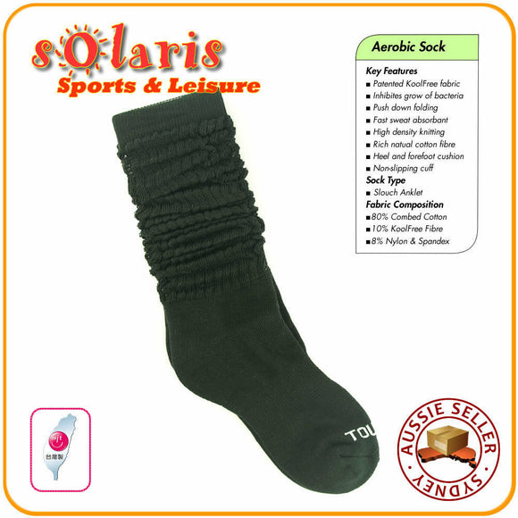 KoolFree Women's Aerobic Fitness Functional Sports Slouch Socks 1 pr Black/White